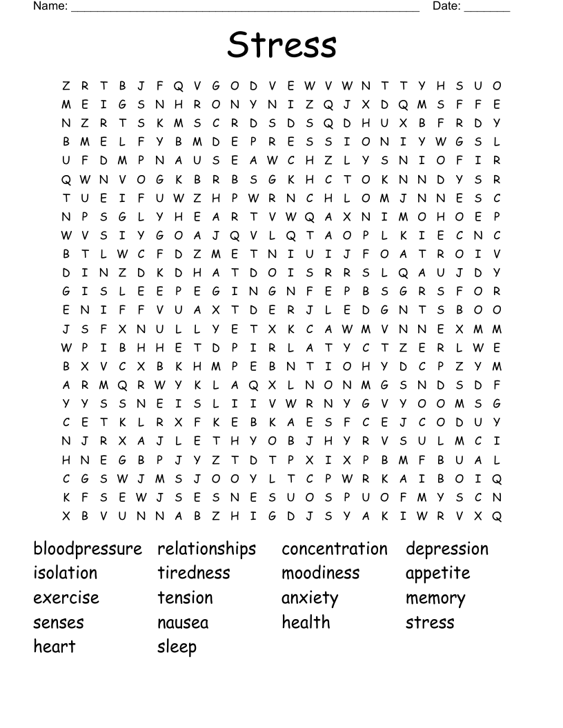 Stress Word Search