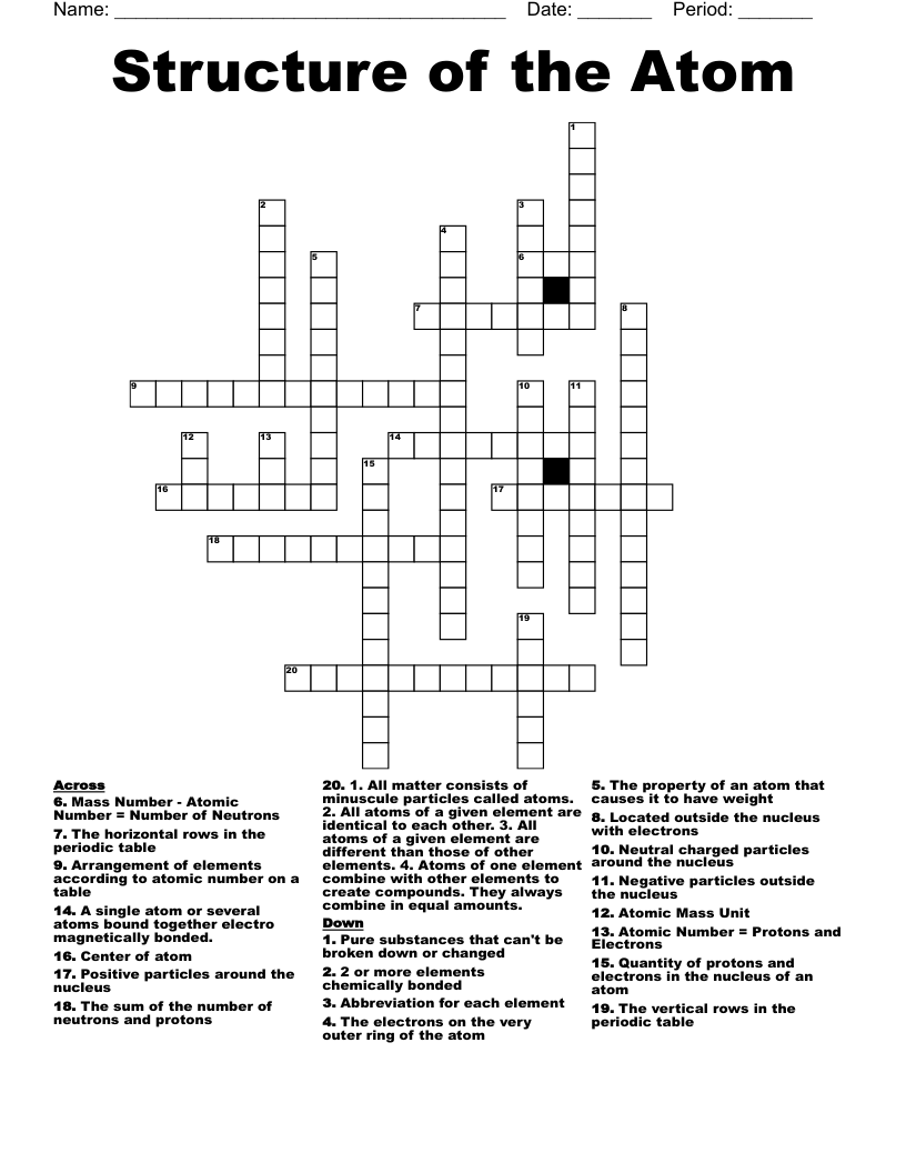An Atom Apart Crossword Howtomanifestfame