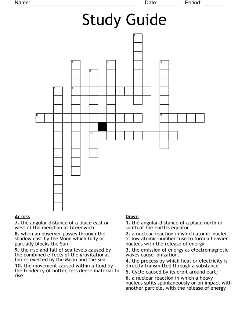 Study Guide Crossword WordMint