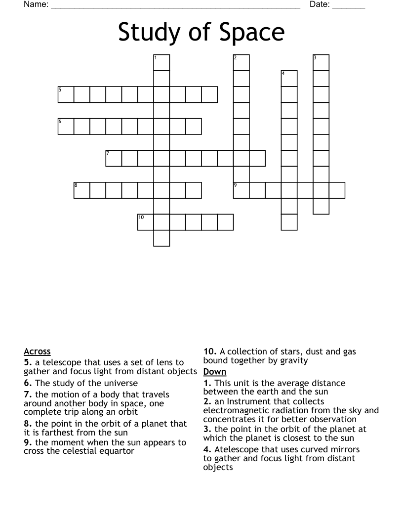 Study of Space Crossword