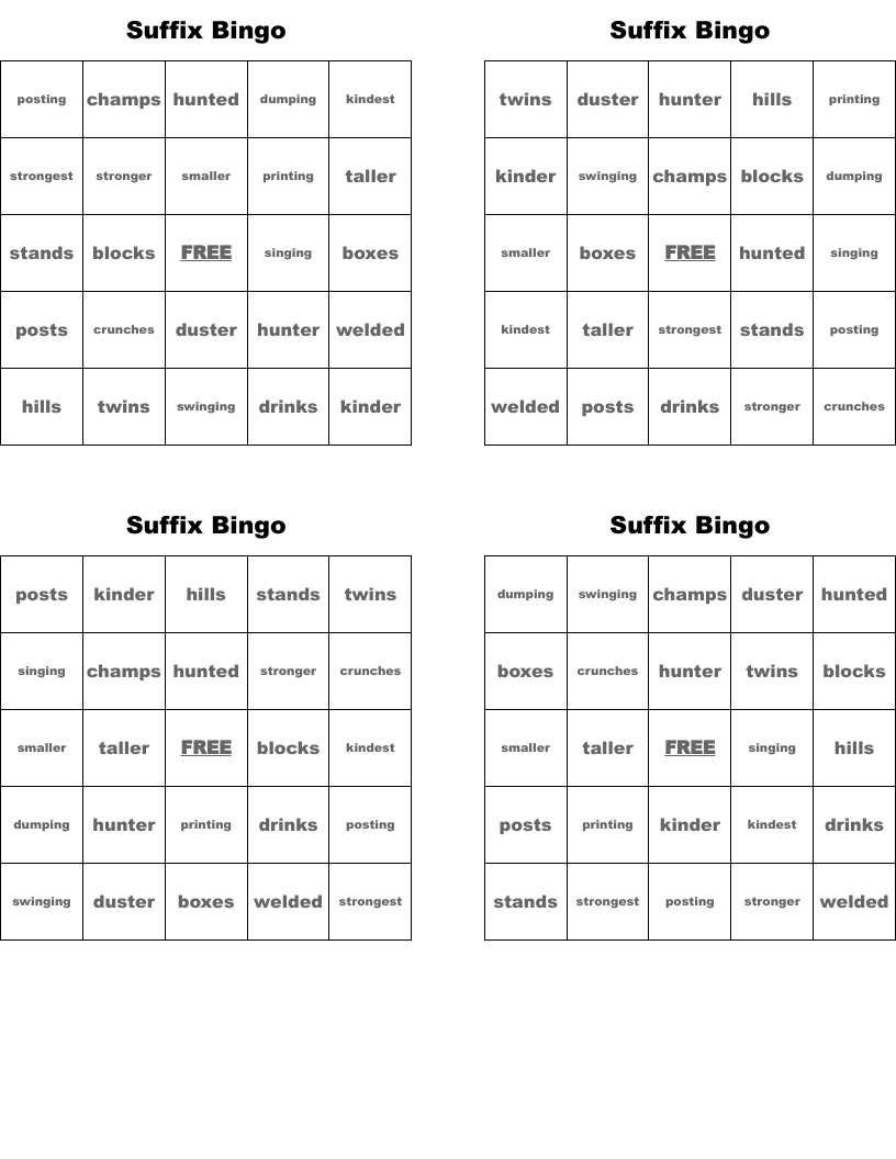 Suffix Bingo
