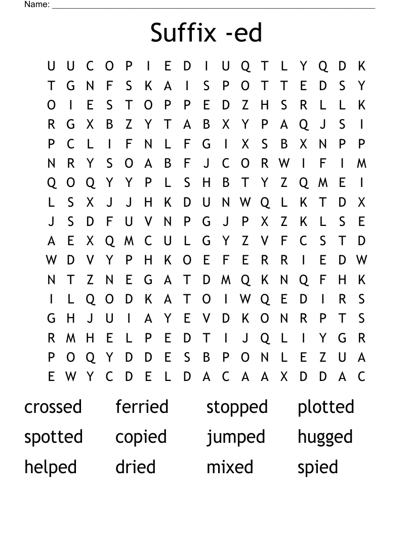 Suffix -ed Word Search