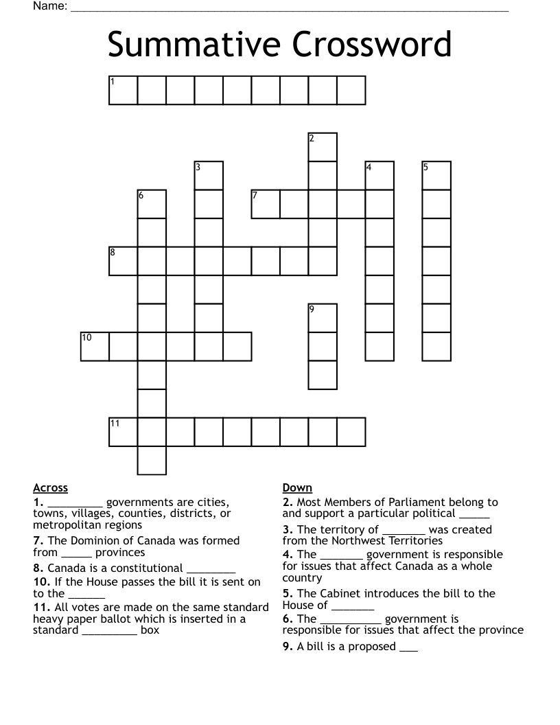 Summative Crossword WordMint