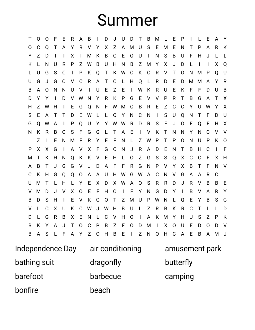 Summer Word Search