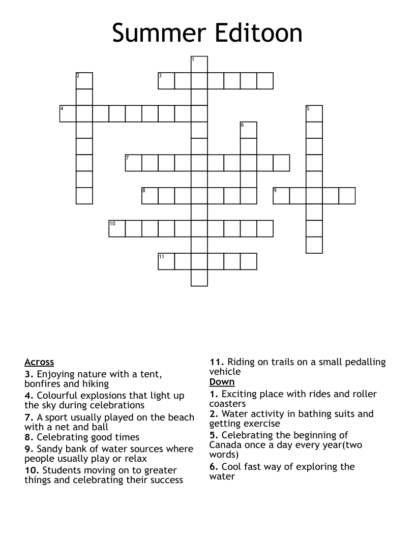 Summer Editoon Crossword