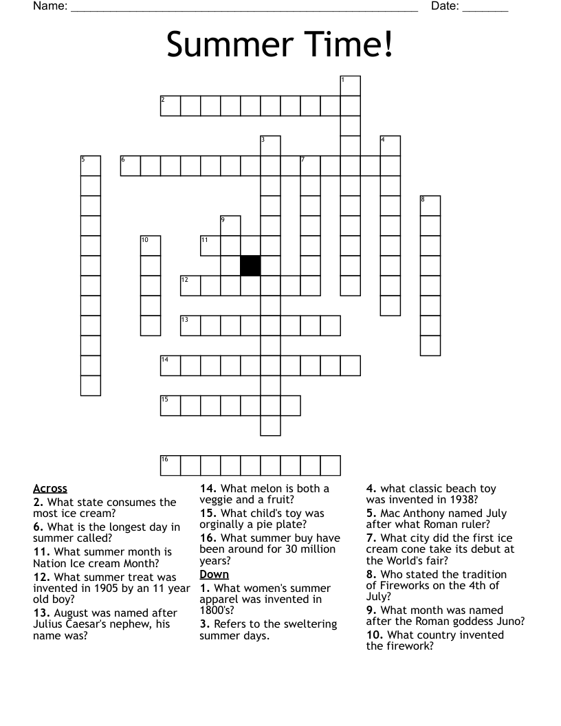 Summer Time! Crossword