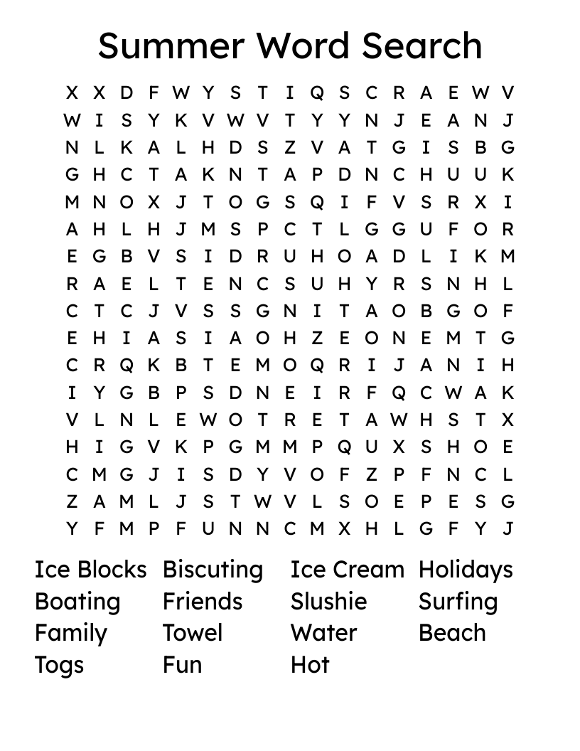 Summer Word Search