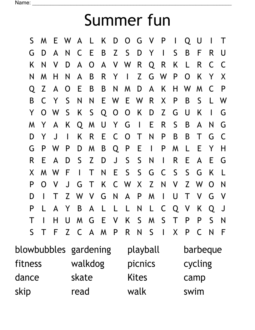 Summer fun Word Search