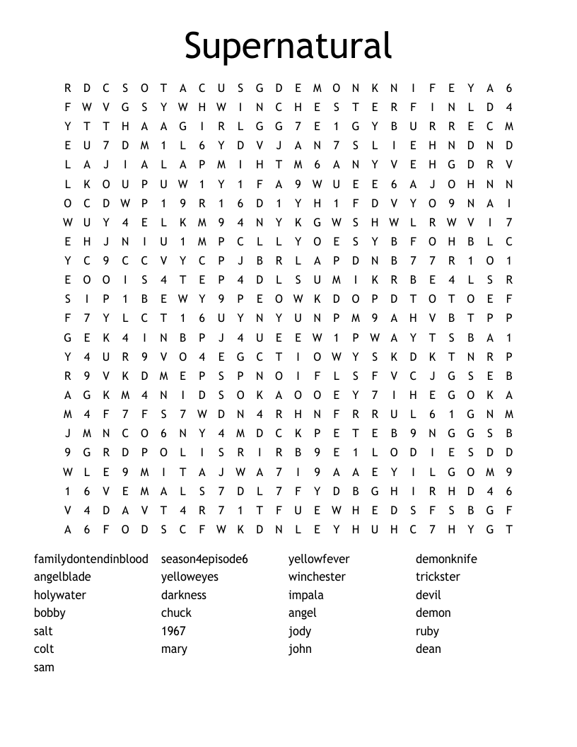 Supernatural Word Search