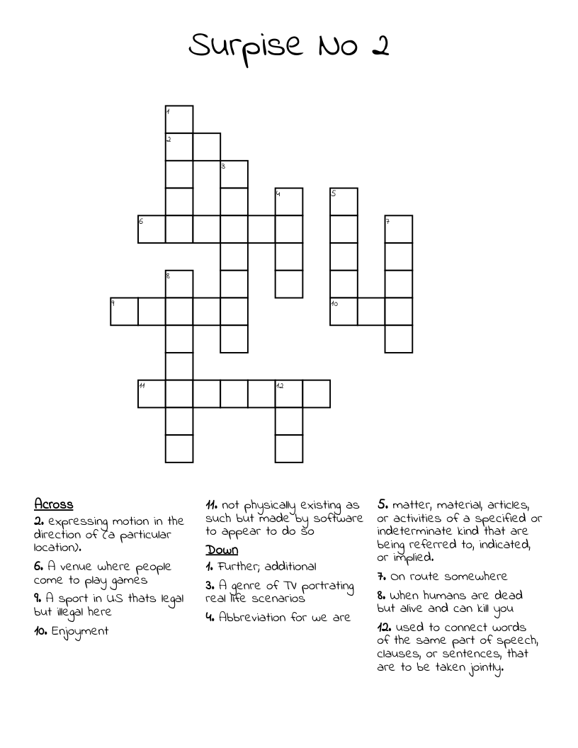 Surpise No 2 Crossword