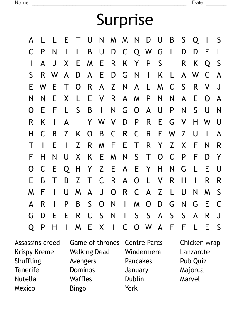 Surprise  Word Search