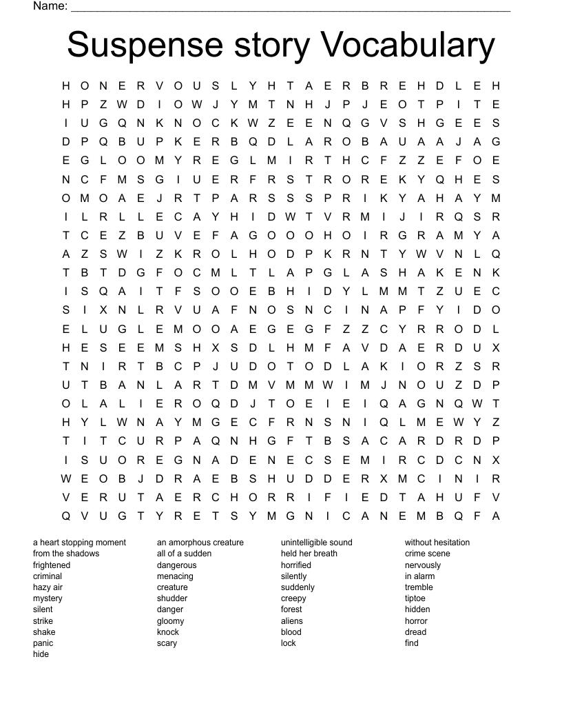 Suspense Story Vocabulary Word Search WordMint