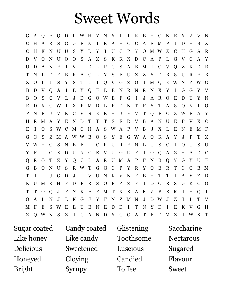 Sweet Words Word Search