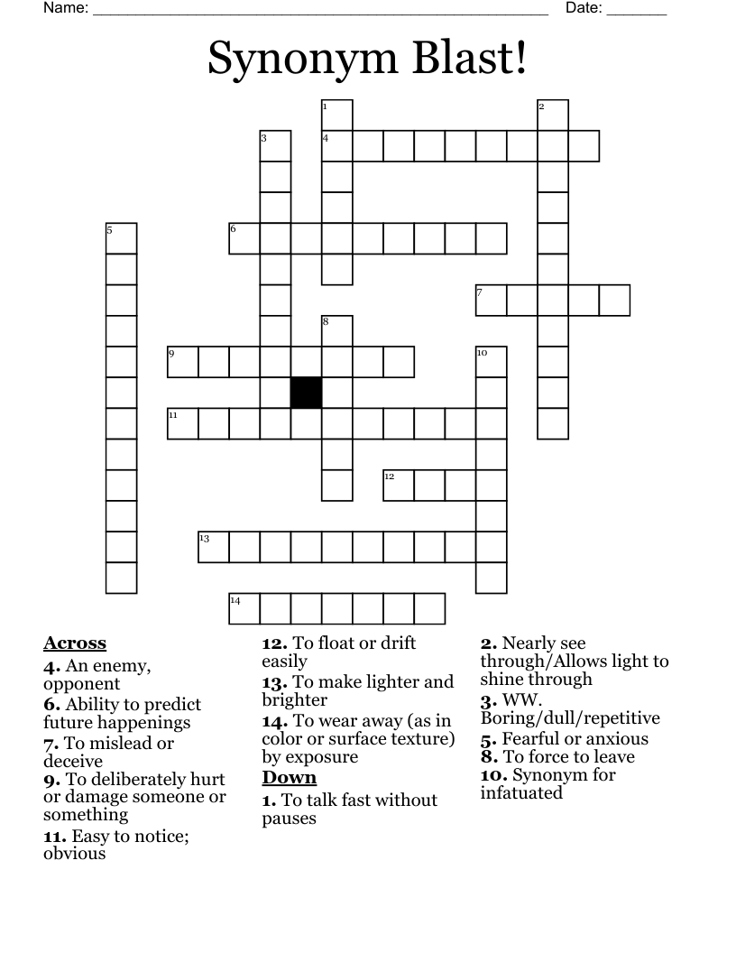 Synonym Blast Crossword WordMint
