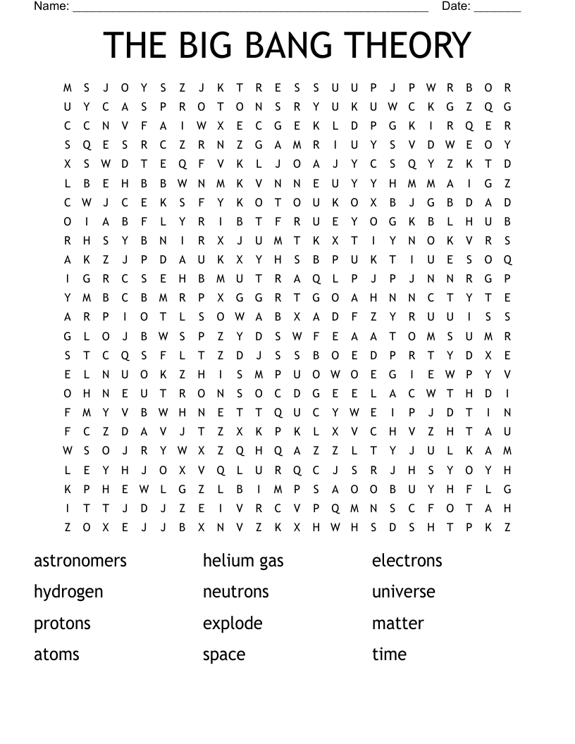 THE BIG BANG THEORY Word Search WordMint