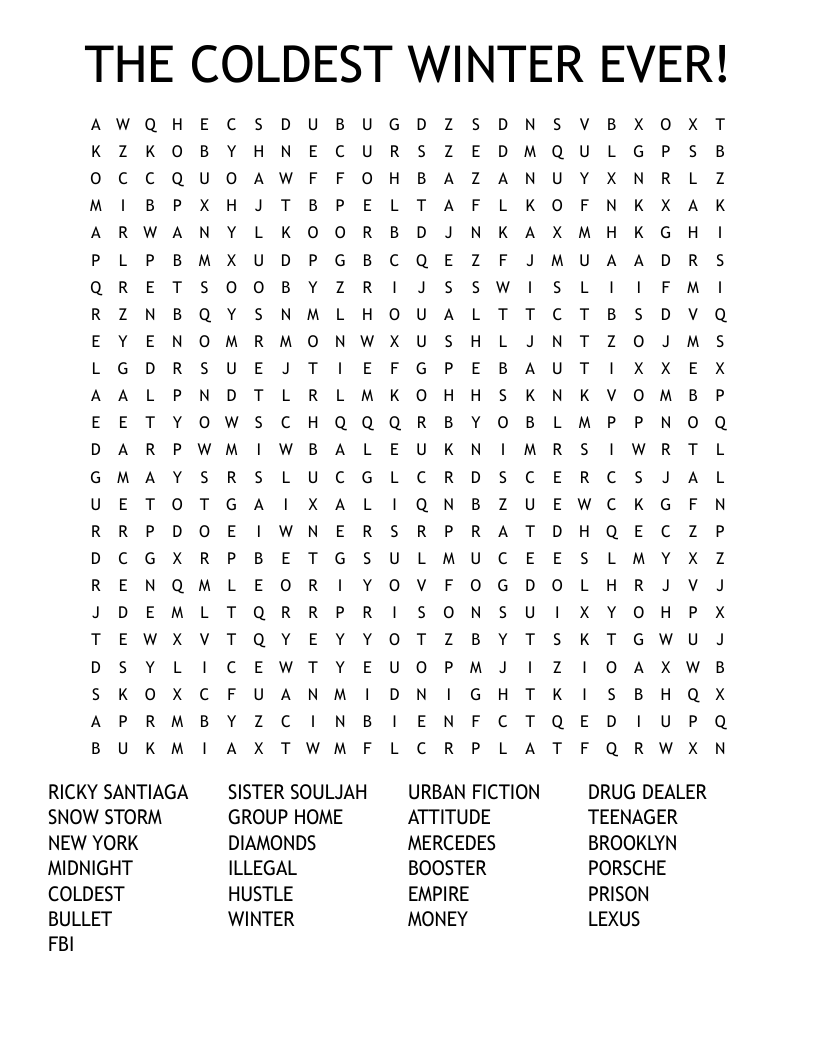 THE COLDEST WINTER EVER! Word Search