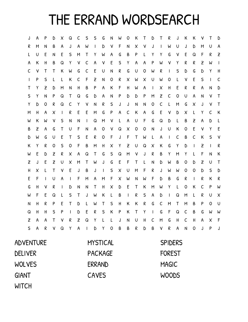 THE ERRAND WORDSEARCH
