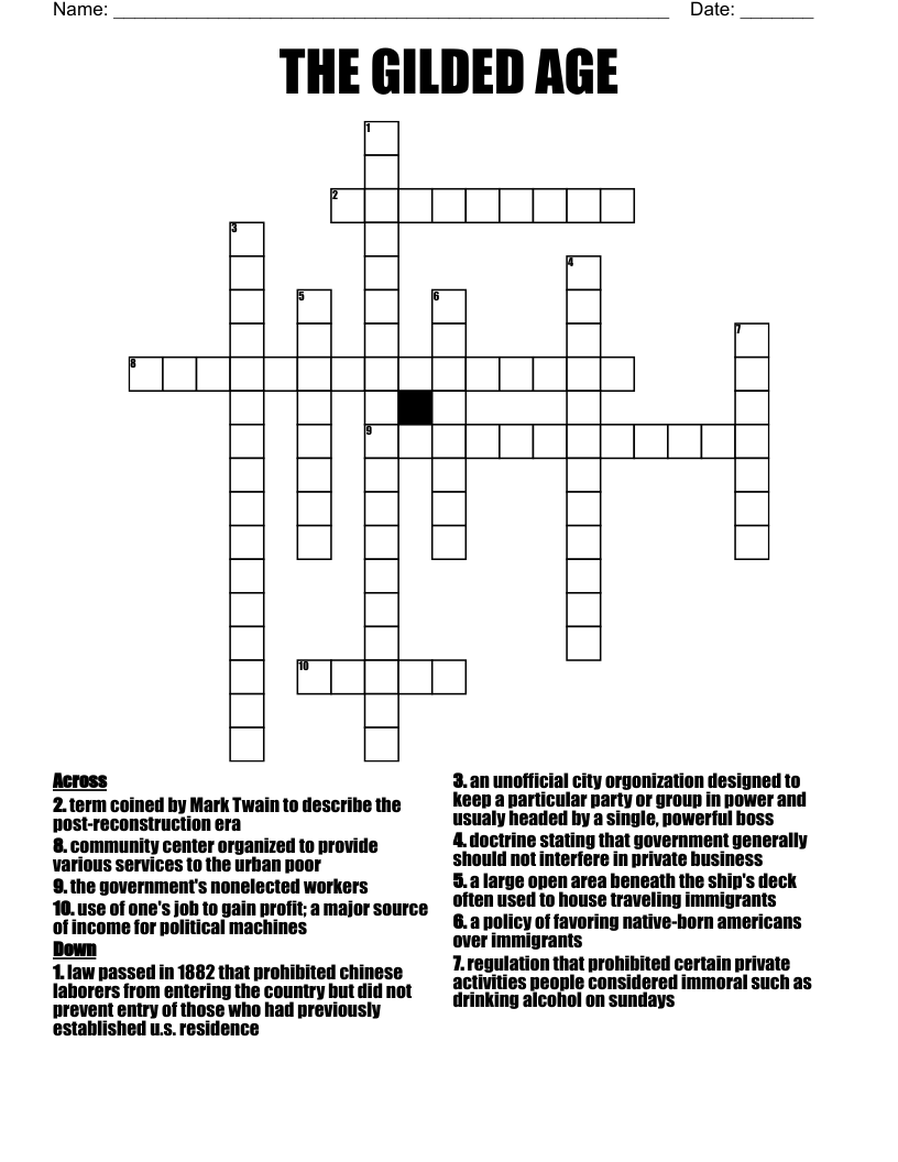 The Gilded Age Crossword WordMint