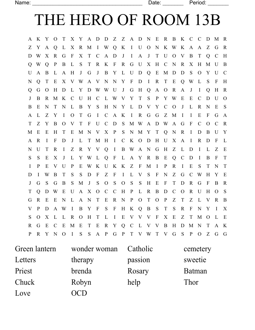 THE HERO OF ROOM 13B Word Search