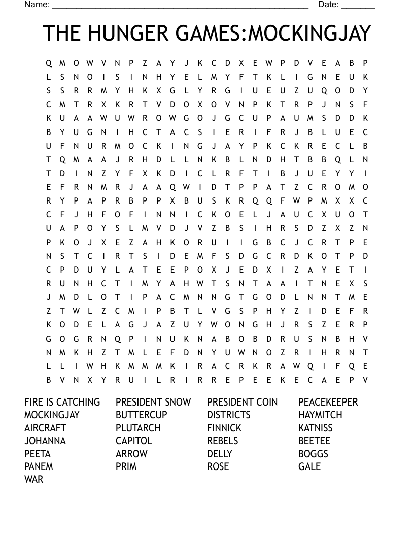 THE HUNGER GAMES:MOCKINGJAY Word Search