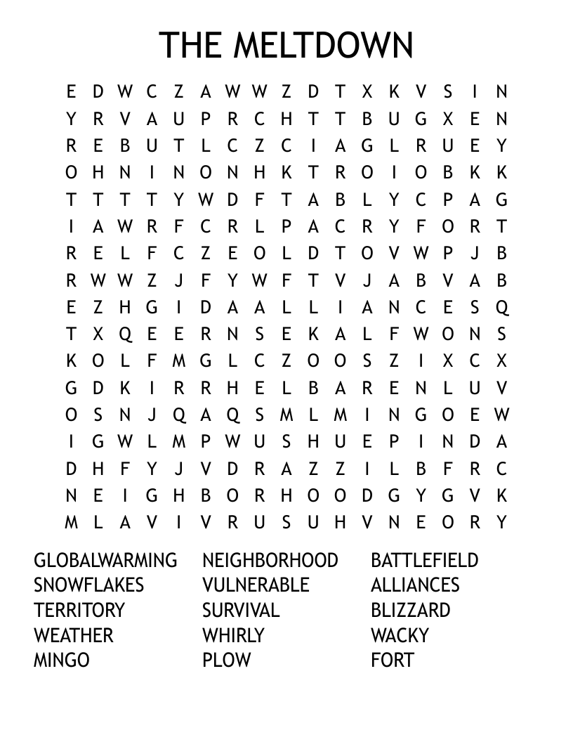 THE MELTDOWN Word Search
