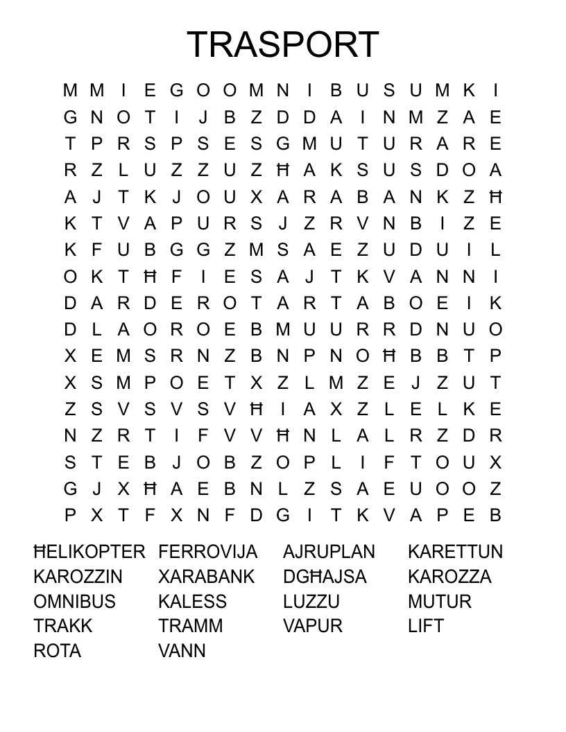 TRASPORT Word Search