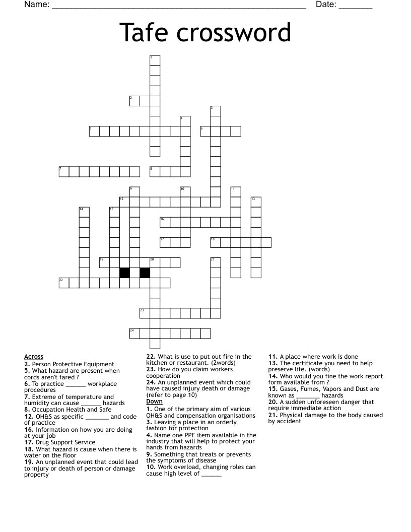 Tafe crossword