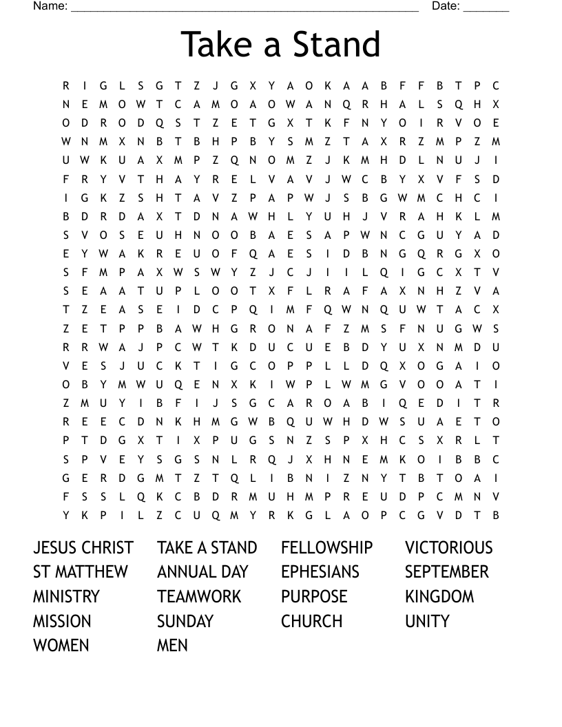 Take a Stand Word Search