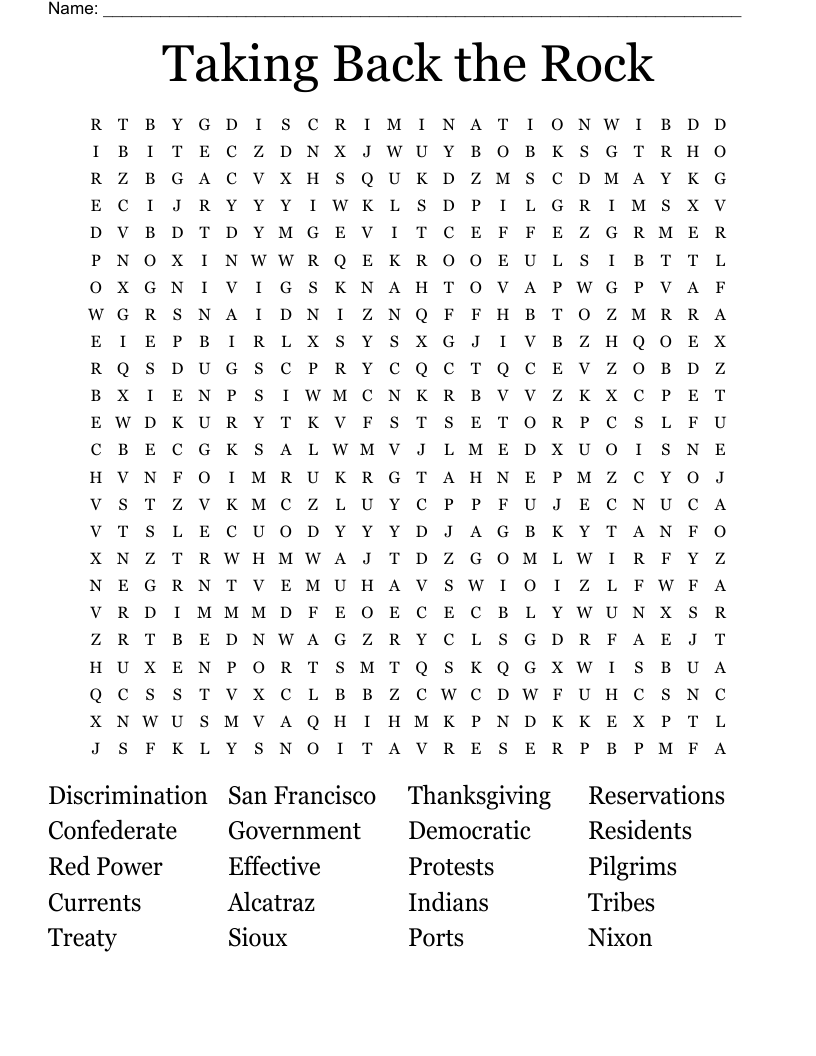 Taking Back the Rock Word Search