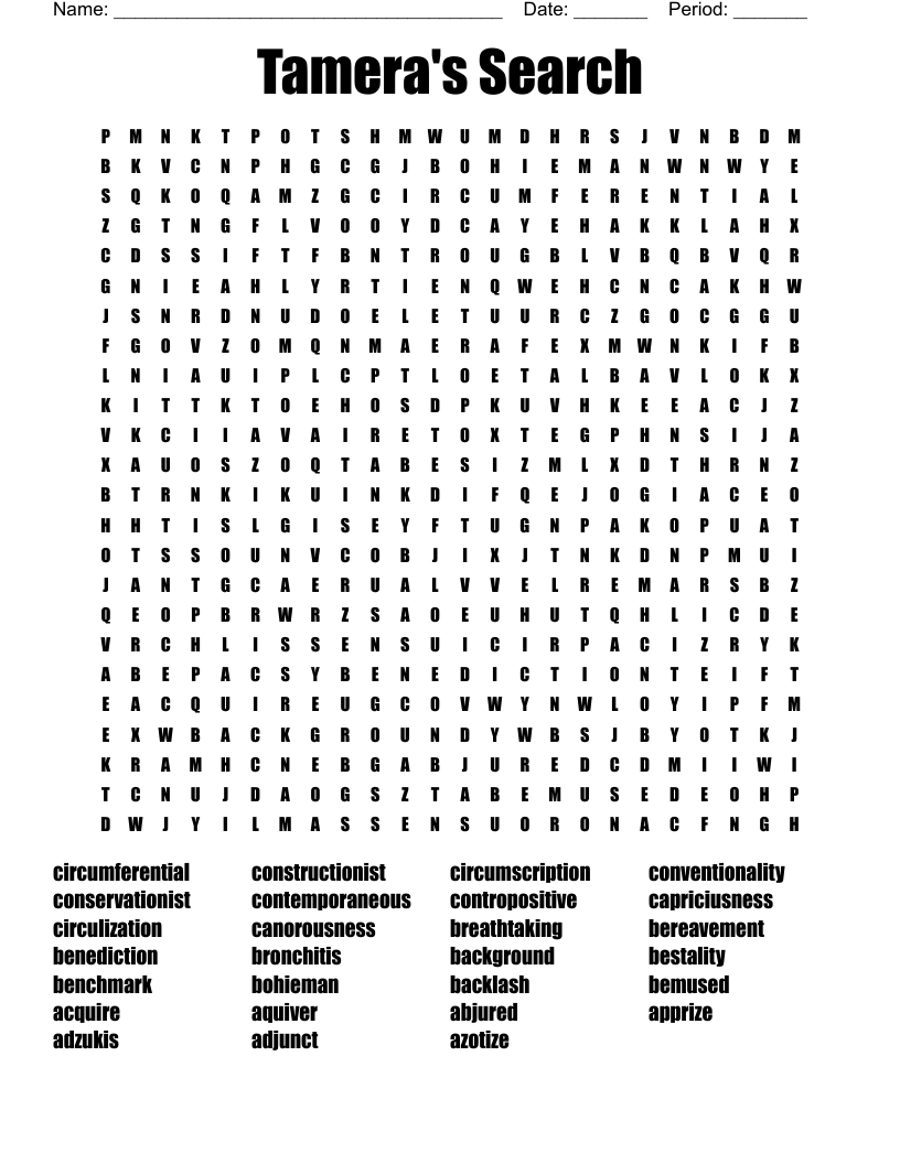 Tamera's Search Word Search