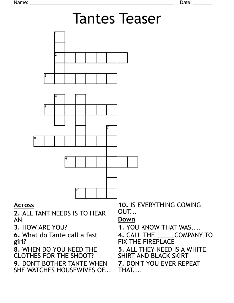Tantes Teaser Crossword WordMint