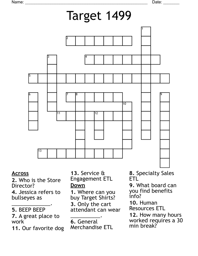 Target 1499 Crossword WordMint