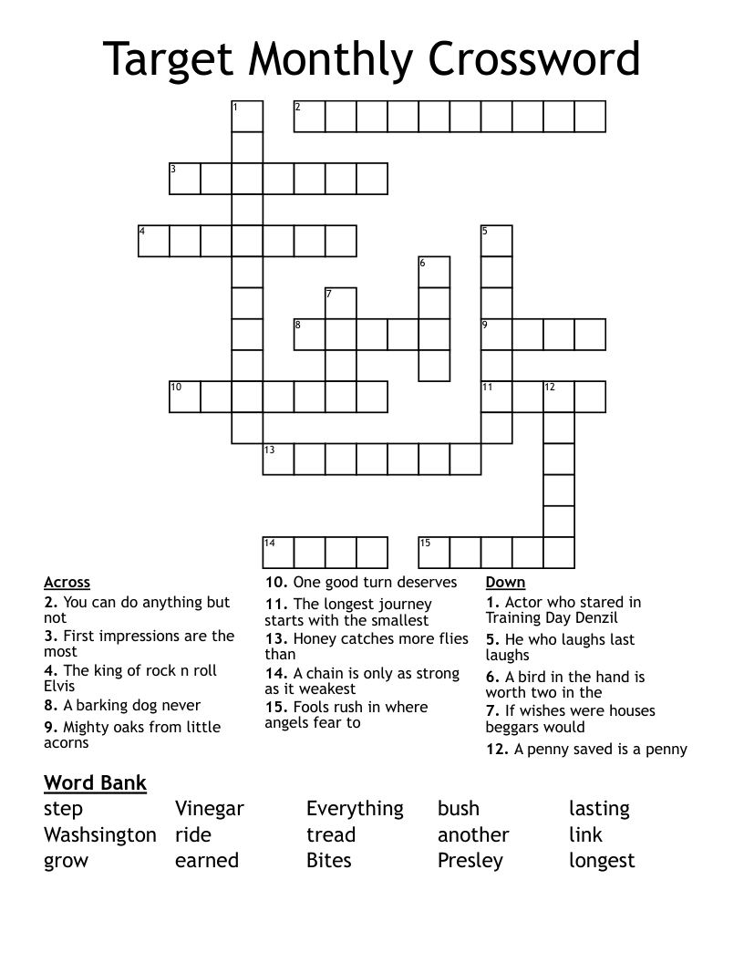 Target Monthly Crossword WordMint
