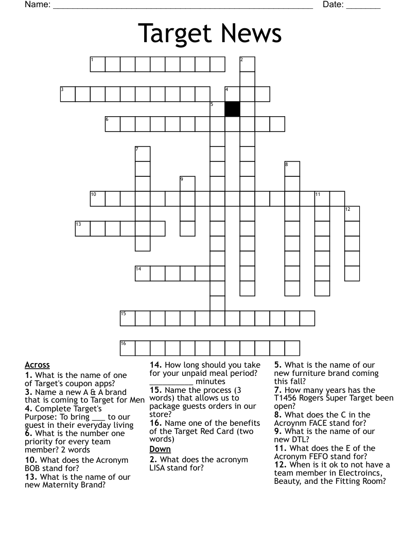 Target News Crossword WordMint