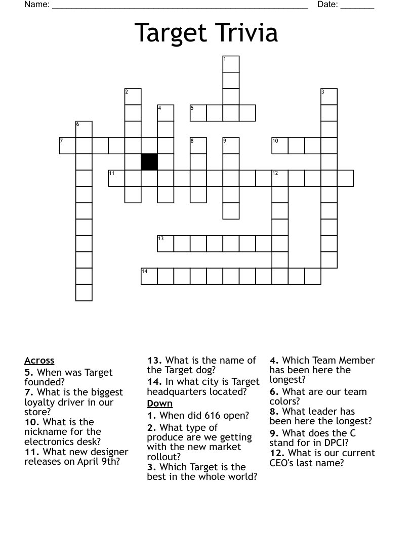 Target Trivia Crossword WordMint