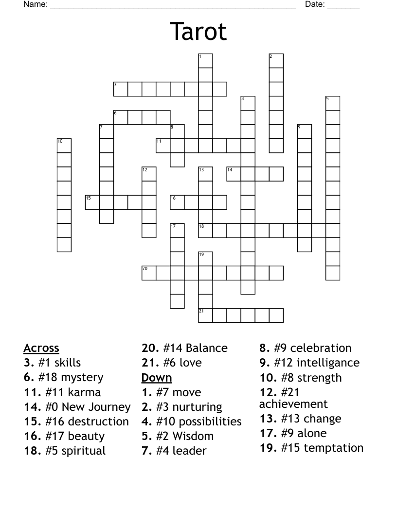 Similar to Tarot Worksheet - WordMint