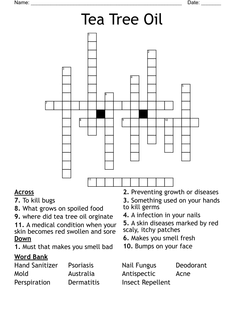 Tea Tree Oil Crossword WordMint