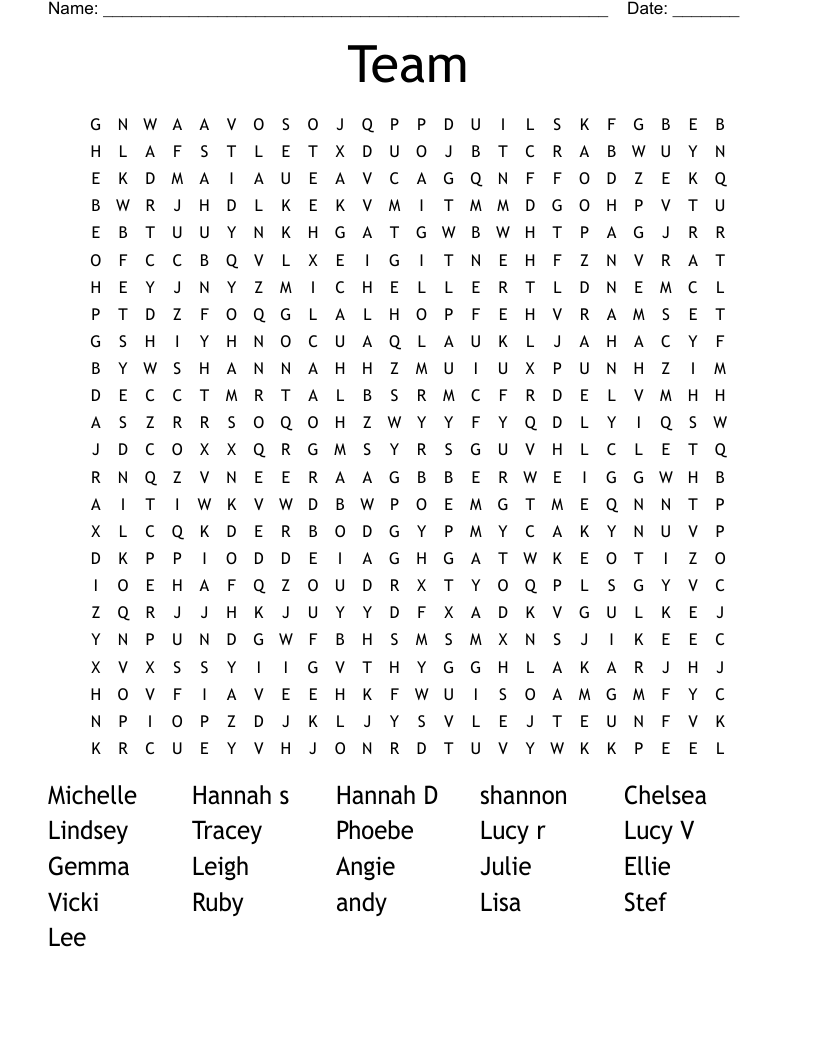 Team Word Search WordMint