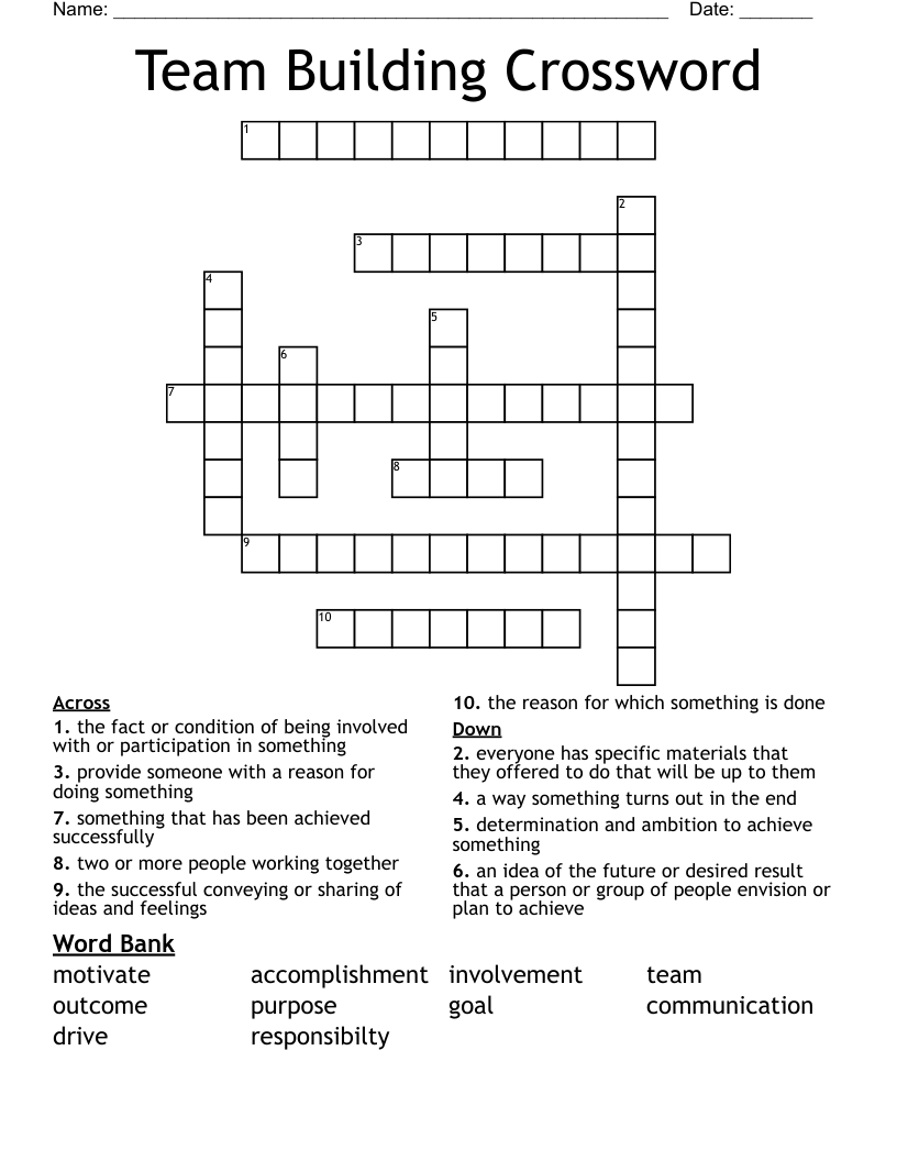 Team Building Crossword WordMint