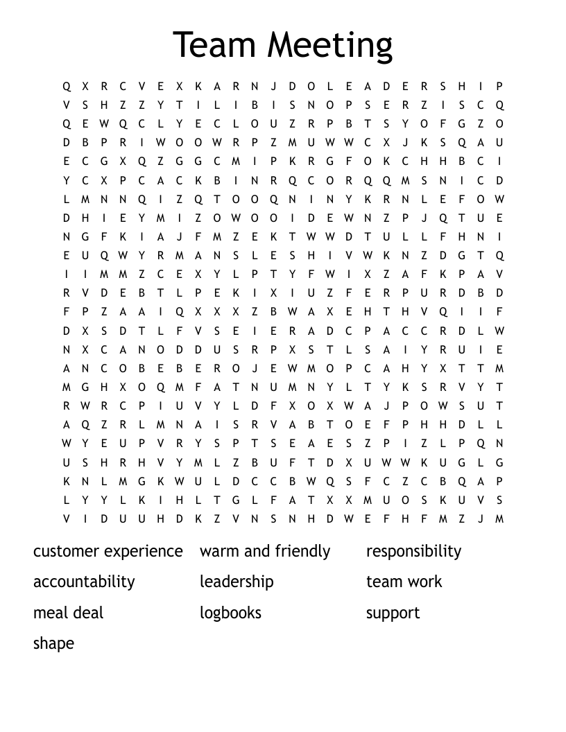 Team Meeting Word Search - WordMint