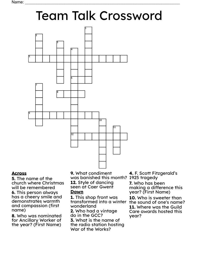 Team Talk Crossword WordMint