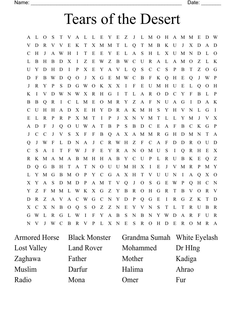 Tears of the Desert  Word Search