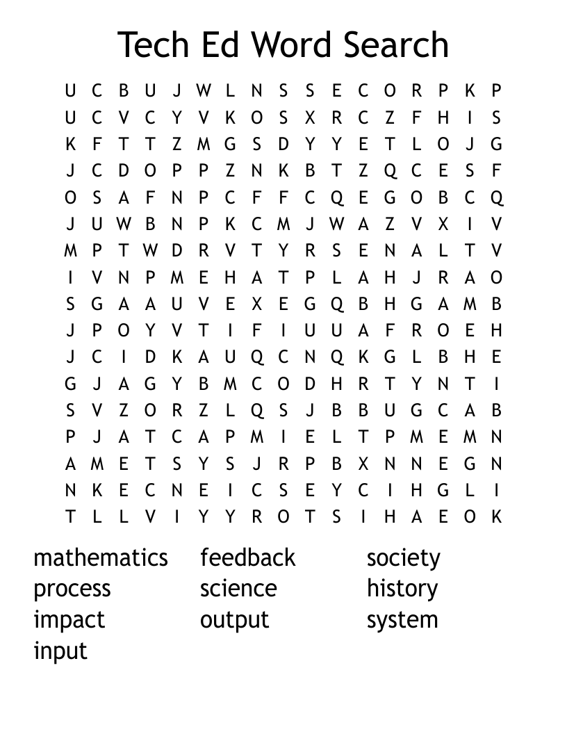Tech Ed Word Search