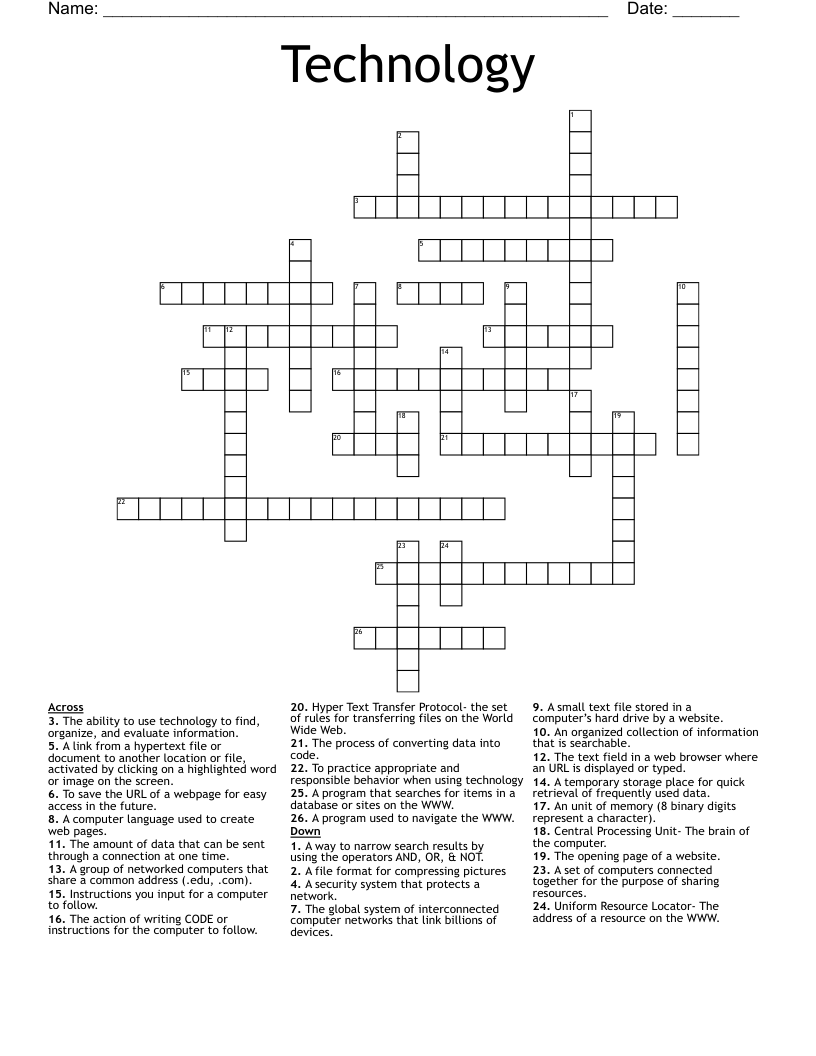 Technology Crossword WordMint