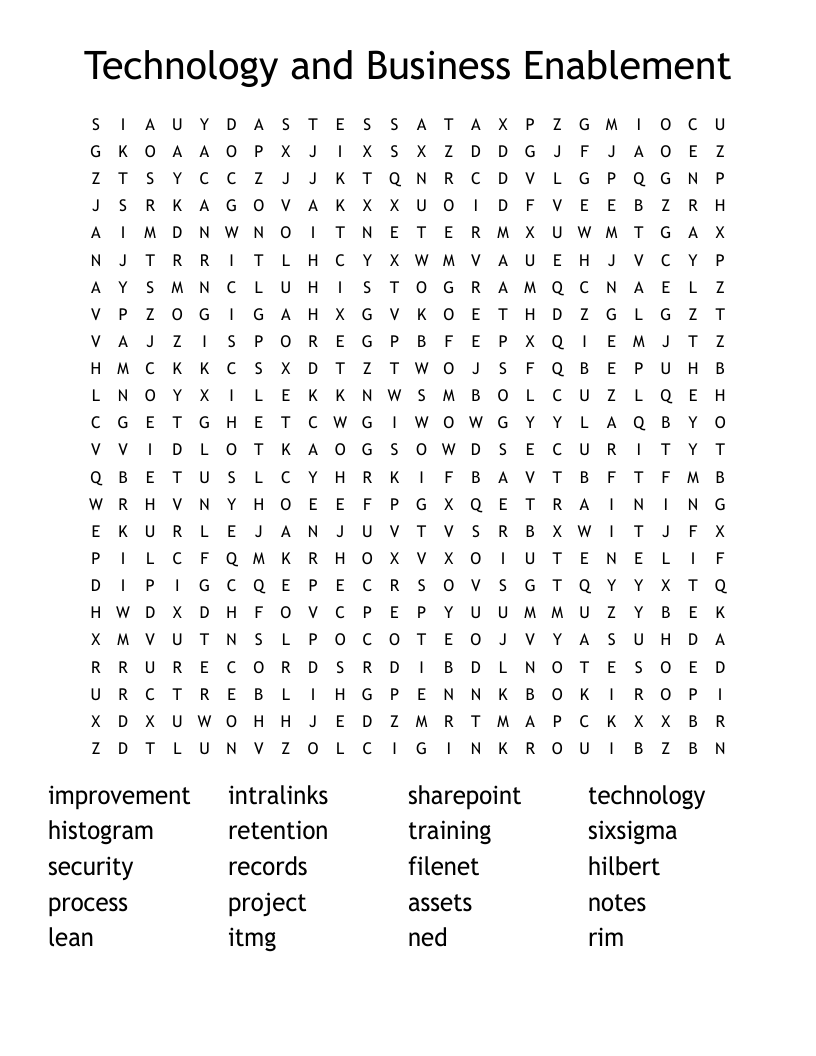 Technology and Business Enablement Word Search