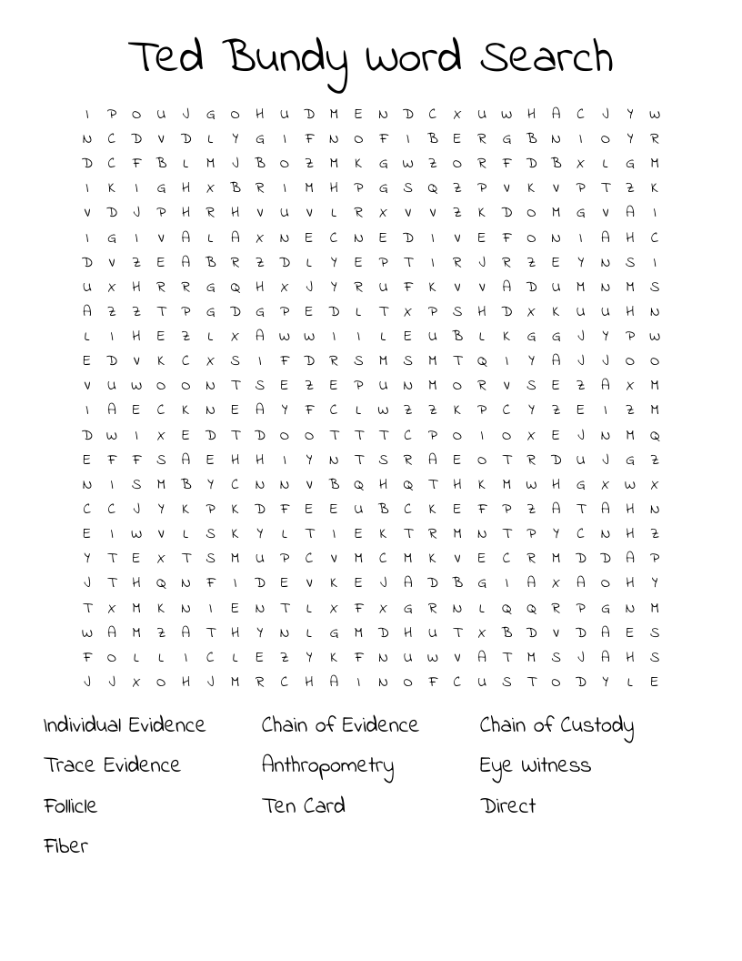 Ted Bundy Word Search
