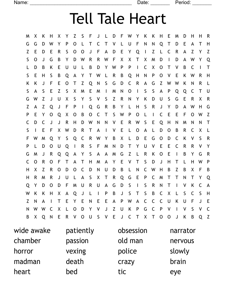 Tell Tale Heart  Word Search
