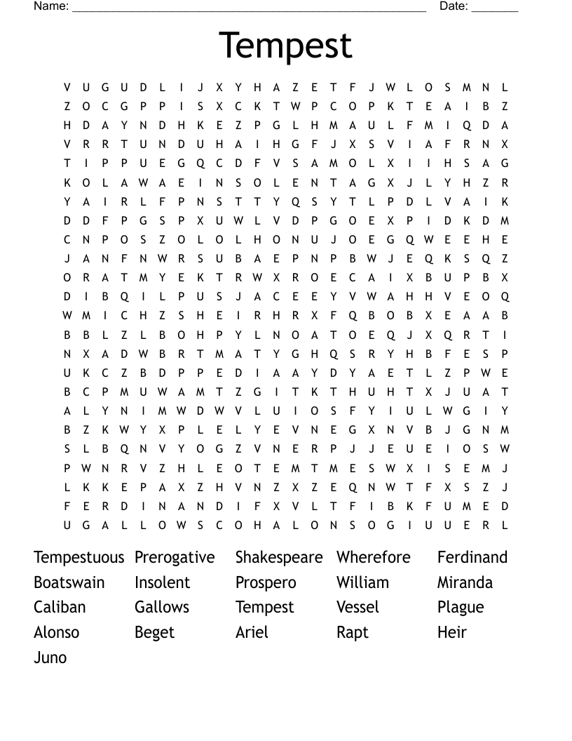 Tempest Word Search