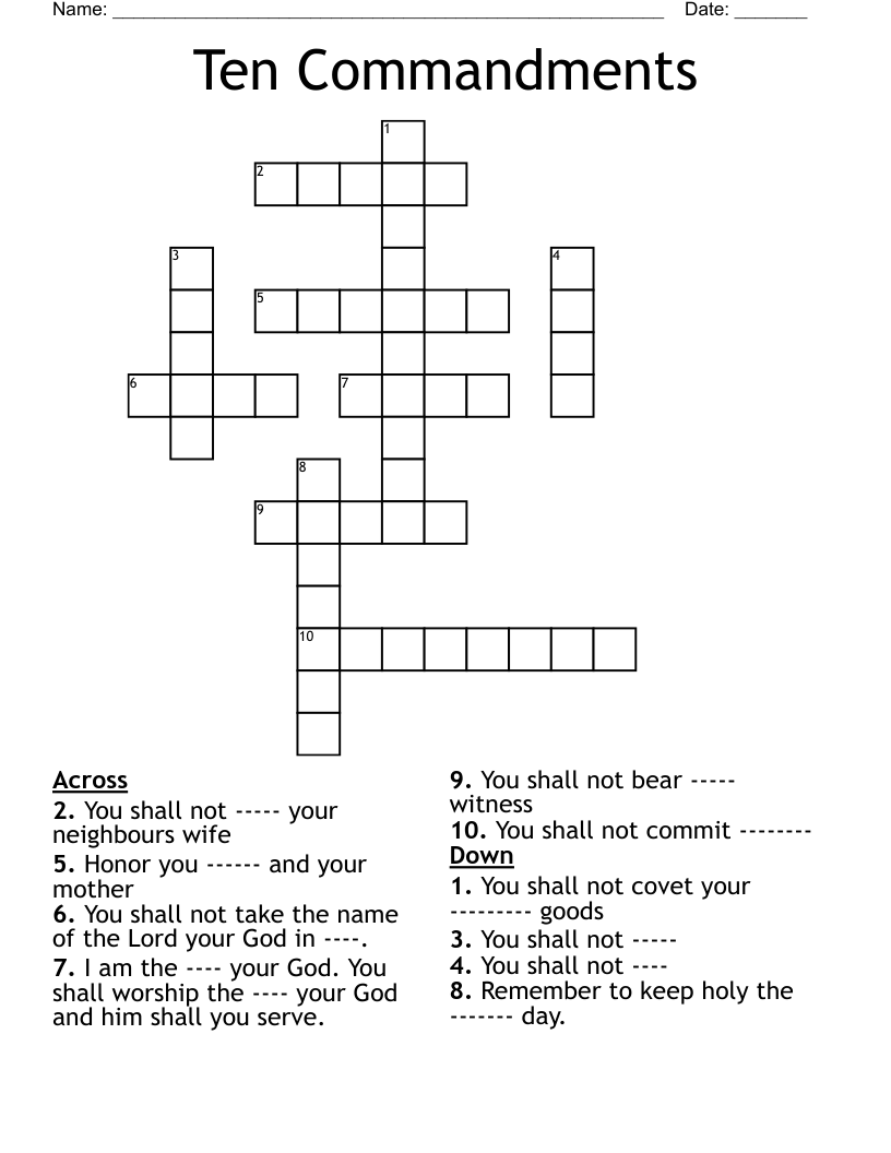 Moses And The Ten Commandments Word Search WordMint