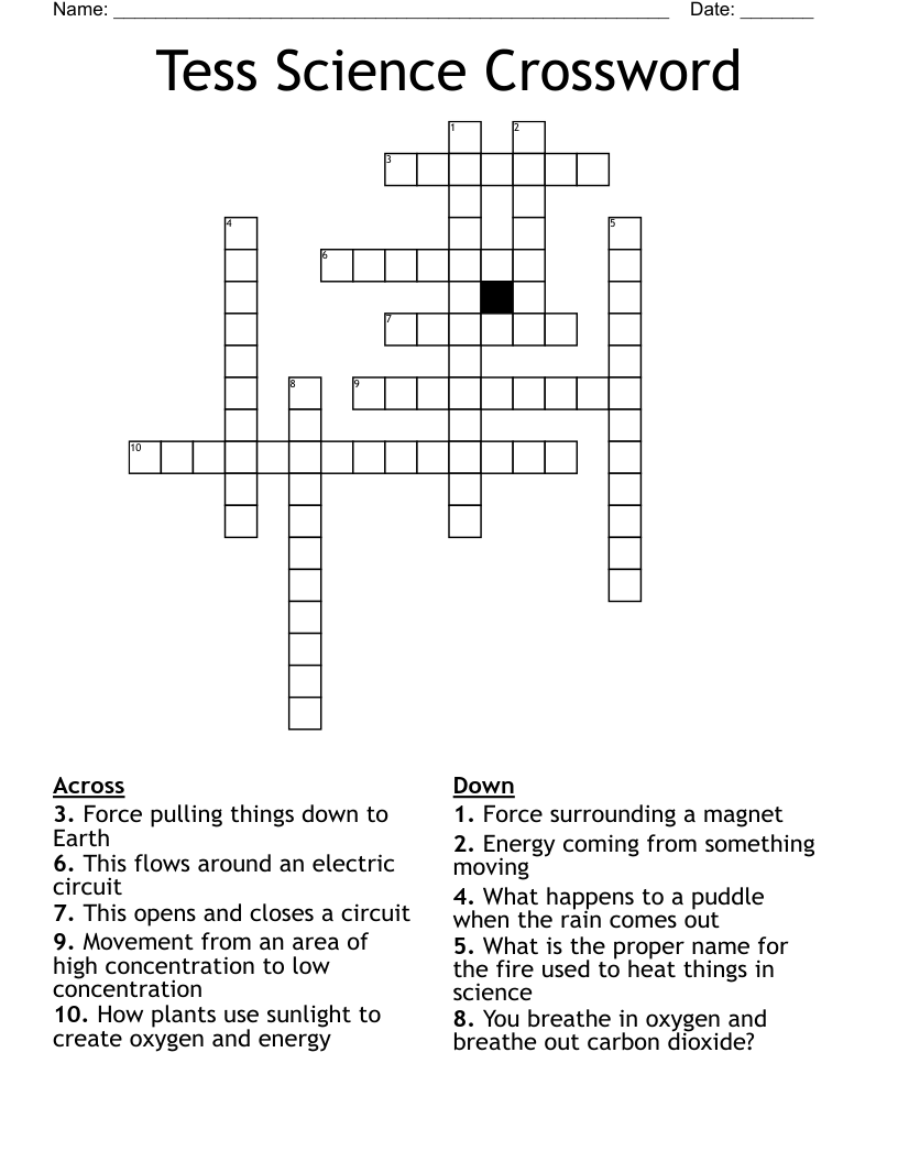 Tess Science Crossword WordMint